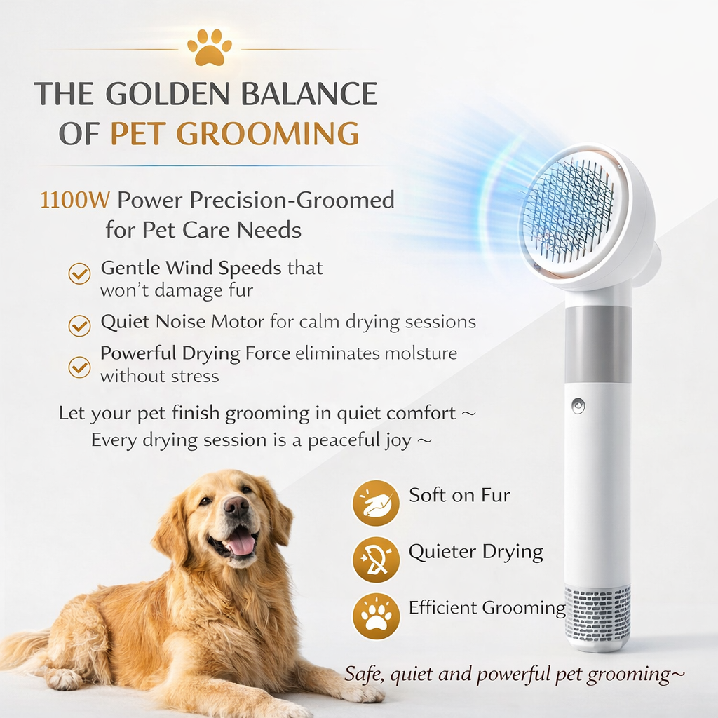 Fanyil⢠2-in-1 Pet Hair Dryer & Grooming Brush